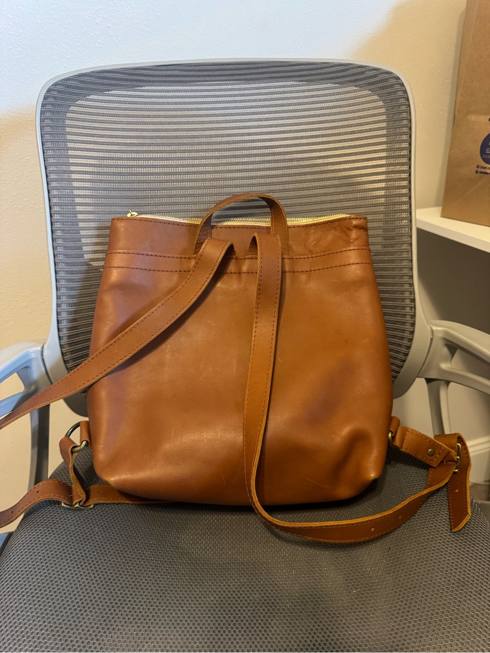 Portland Leather Honey Backpack Tote - Picture 5 of 7